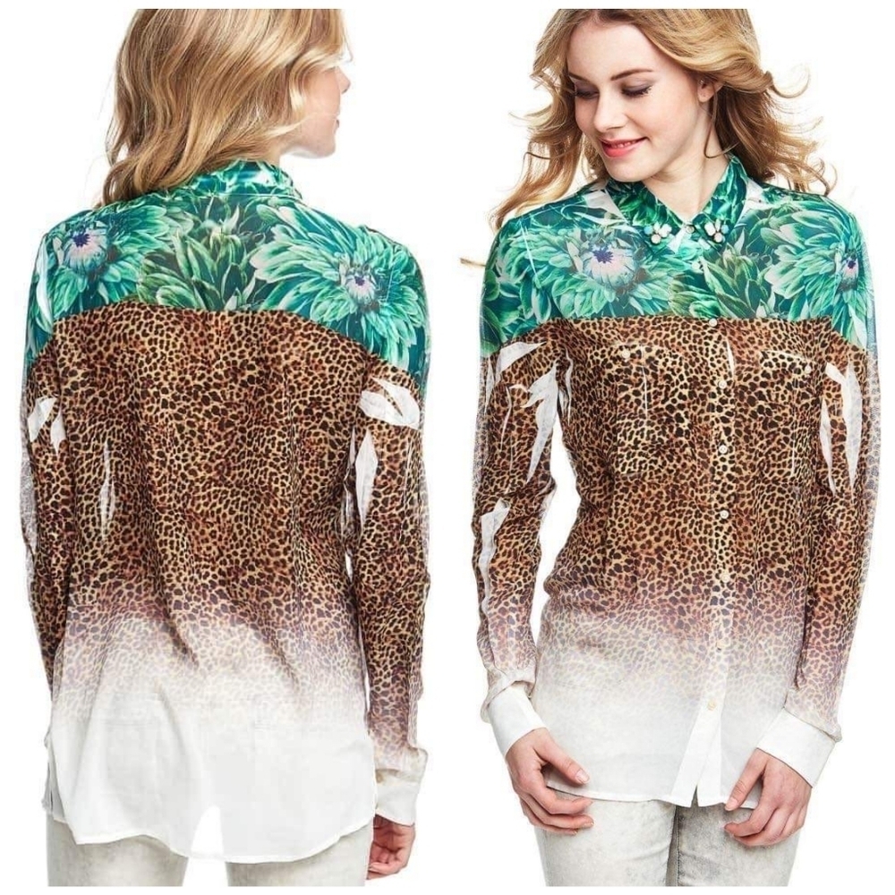 New GUESS Printed Blouse SZ S